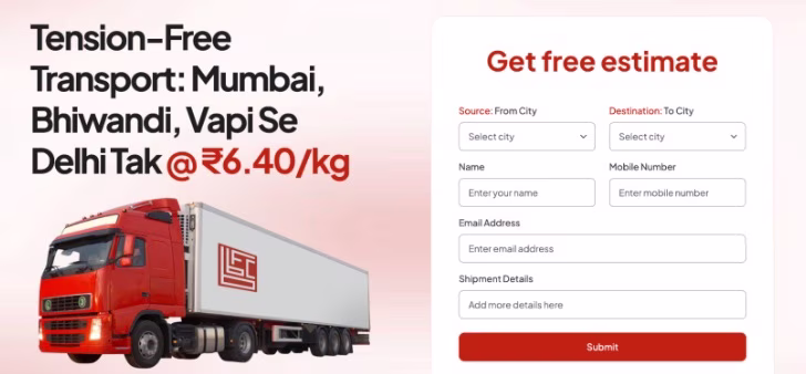 Bombay Bangalore Freight Carriers Landing Page