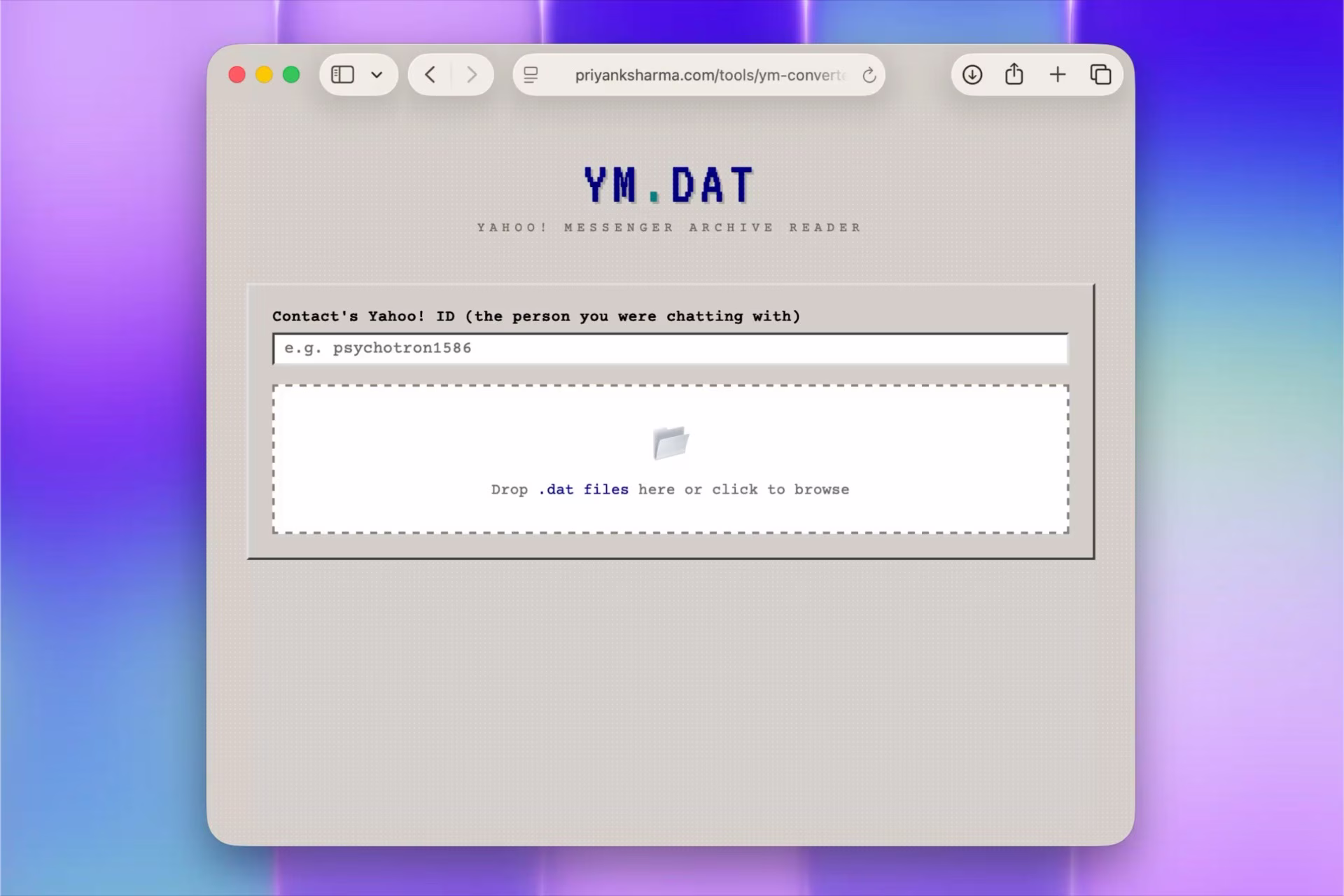 YM.dat: A Tiny Tool for Old Yahoo! Messenger Archives